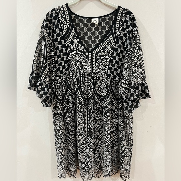 Anthropologie Akemi + Kim Brooke embroidered eyelet loose fit dress size 2 - Picture 4 of 12